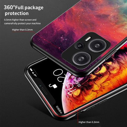 For Xiaomi Redmi Note 12 Turbo / Poco F5 5G Phone Case Pattern Printed PC+TPU+Tempered Glass Phone Cover