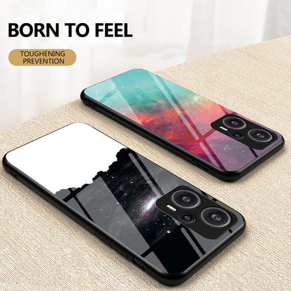 For Xiaomi Redmi Note 12 Turbo / Poco F5 5G Phone Case Pattern Printed PC+TPU+Tempered Glass Phone Cover