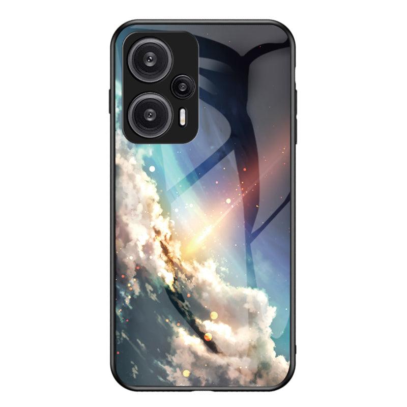 For Xiaomi Redmi Note 12 Turbo / Poco F5 5G Phone Case Pattern Printed PC+TPU+Tempered Glass Phone Cover