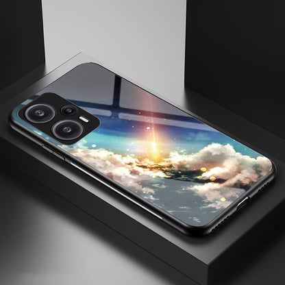 For Xiaomi Redmi Note 12 Turbo / Poco F5 5G Phone Case Pattern Printed PC+TPU+Tempered Glass Phone Cover