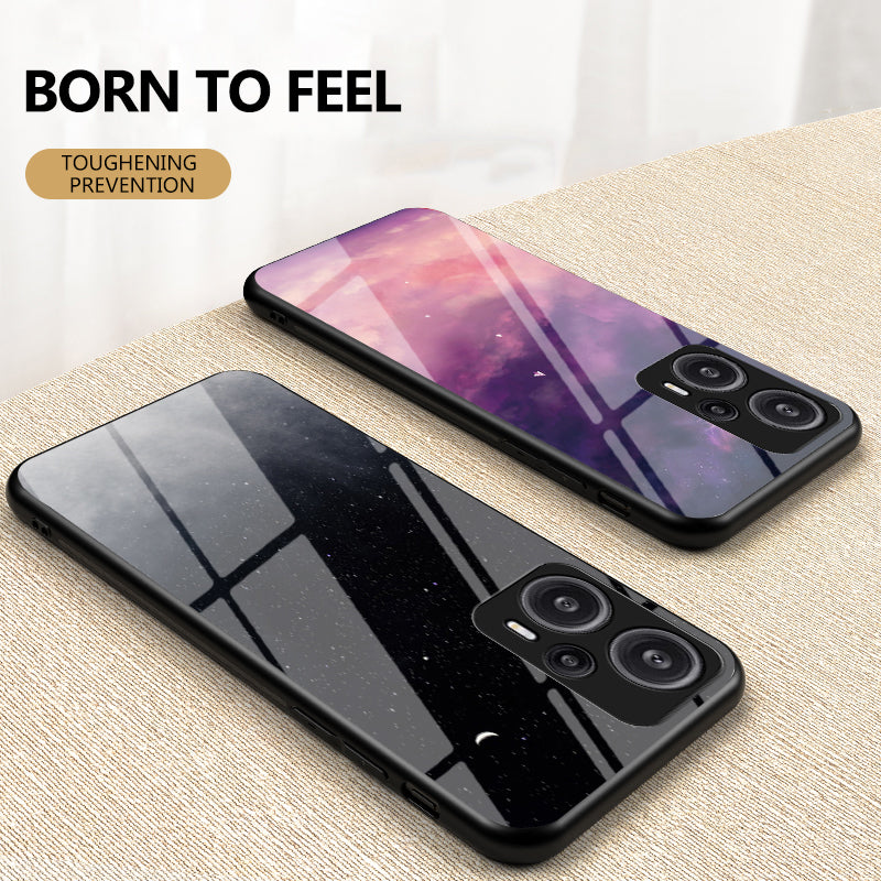 For Xiaomi Redmi Note 12 Turbo / Poco F5 5G Phone Case Pattern Printed PC+TPU+Tempered Glass Phone Cover