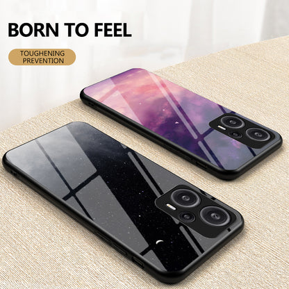 For Xiaomi Redmi Note 12 Turbo / Poco F5 5G Phone Case Pattern Printed PC+TPU+Tempered Glass Phone Cover