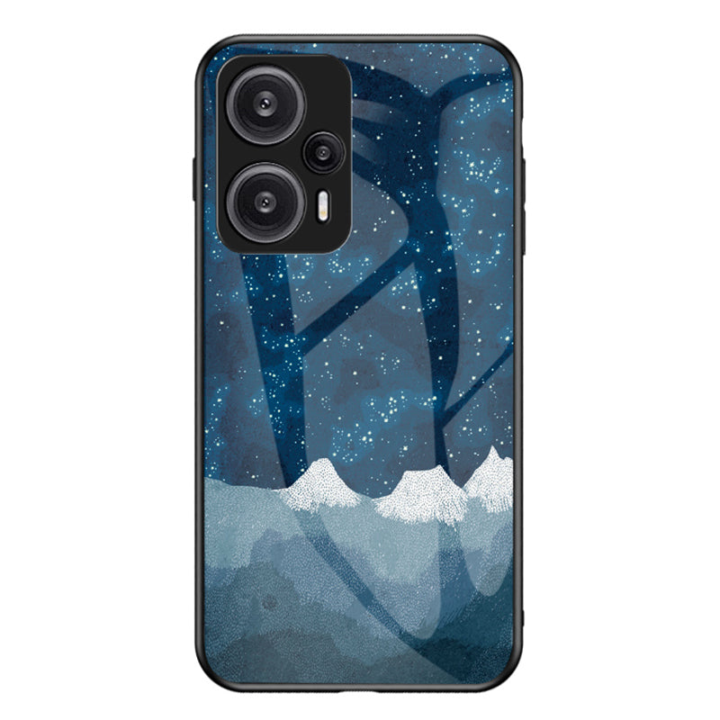 For Xiaomi Redmi Note 12 Turbo / Poco F5 5G Phone Case Pattern Printed PC+TPU+Tempered Glass Phone Cover