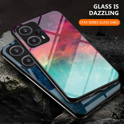 For Xiaomi Redmi Note 12 Turbo / Poco F5 5G Phone Case Pattern Printed PC+TPU+Tempered Glass Phone Cover