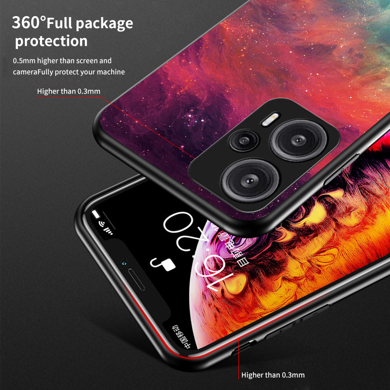 For Xiaomi Redmi Note 12 Turbo / Poco F5 5G Phone Case Pattern Printed PC+TPU+Tempered Glass Phone Cover