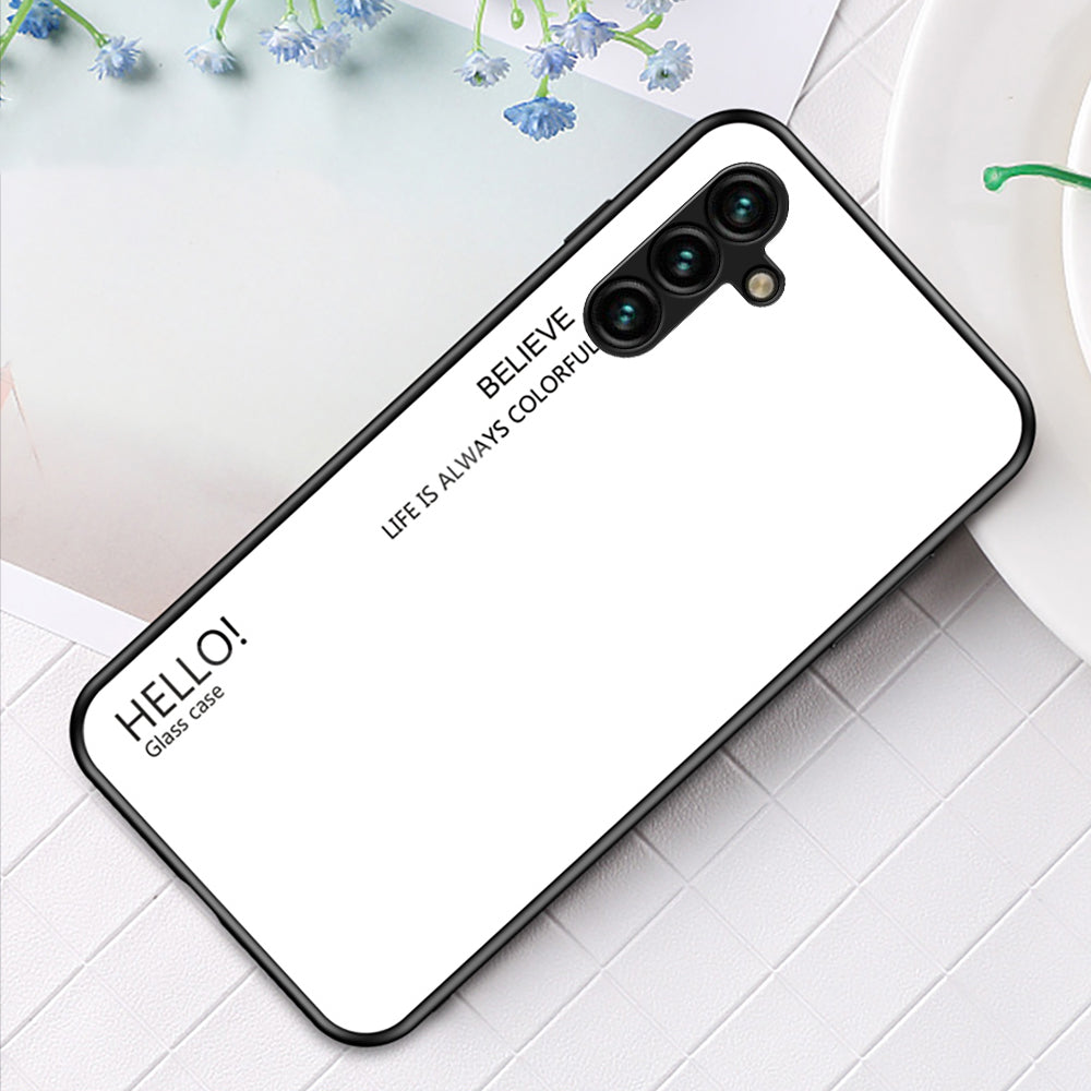 For Samsung Galaxy A24 4G Gradient Color Back Slim Case PC+TPU+Tempered Glass Phone Cover