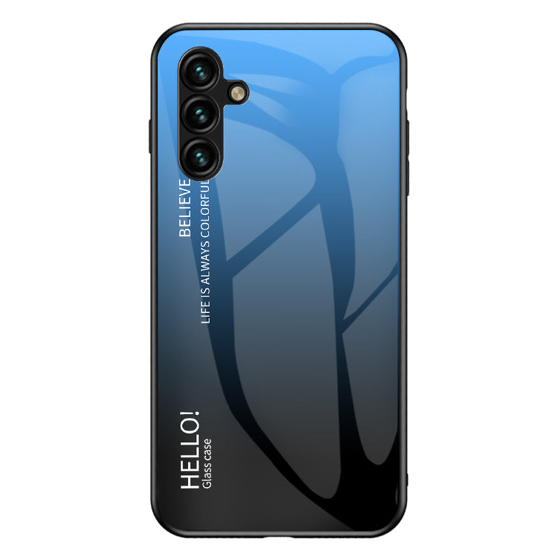 For Samsung Galaxy A24 4G Gradient Color Back Slim Case PC+TPU+Tempered Glass Phone Cover