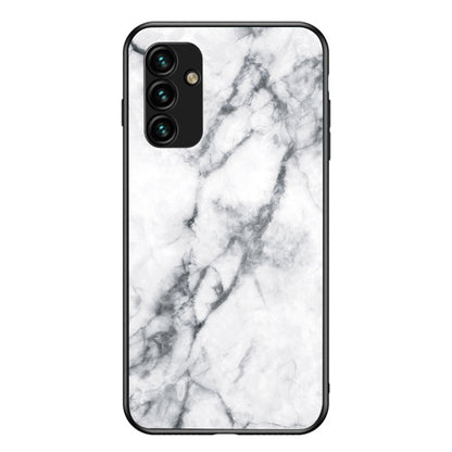For Samsung Galaxy A24 4G Marble Pattern Shockproof Case Tempered Glass+PC+TPU Anti-Drop Phone Cover