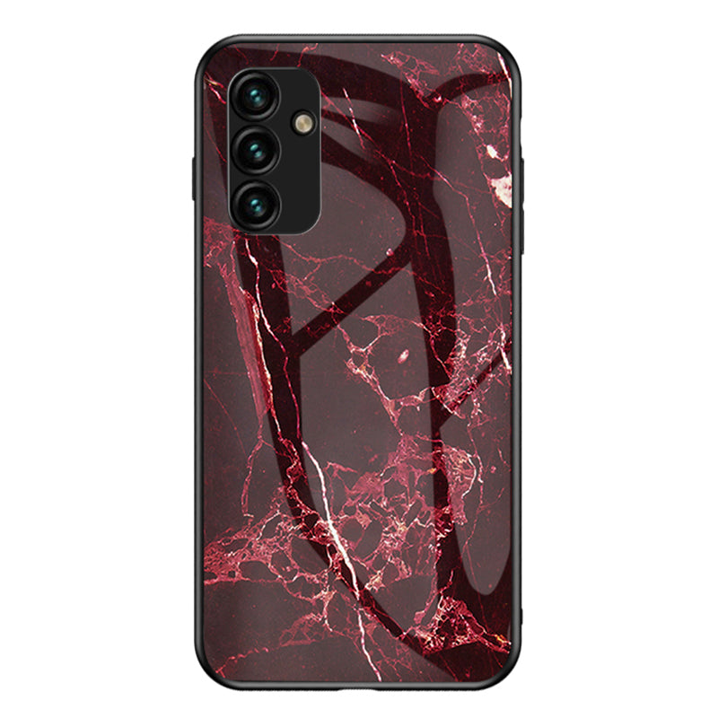 For Samsung Galaxy A24 4G Marble Pattern Shockproof Case Tempered Glass+PC+TPU Anti-Drop Phone Cover
