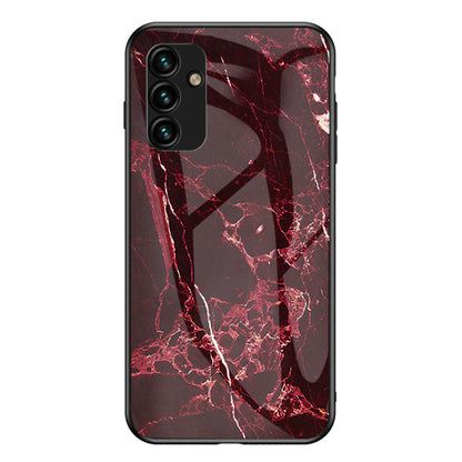 For Samsung Galaxy A24 4G Marble Pattern Shockproof Case Tempered Glass+PC+TPU Anti-Drop Phone Cover