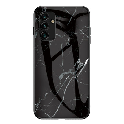 For Samsung Galaxy A24 4G Marble Pattern Shockproof Case Tempered Glass+PC+TPU Anti-Drop Phone Cover