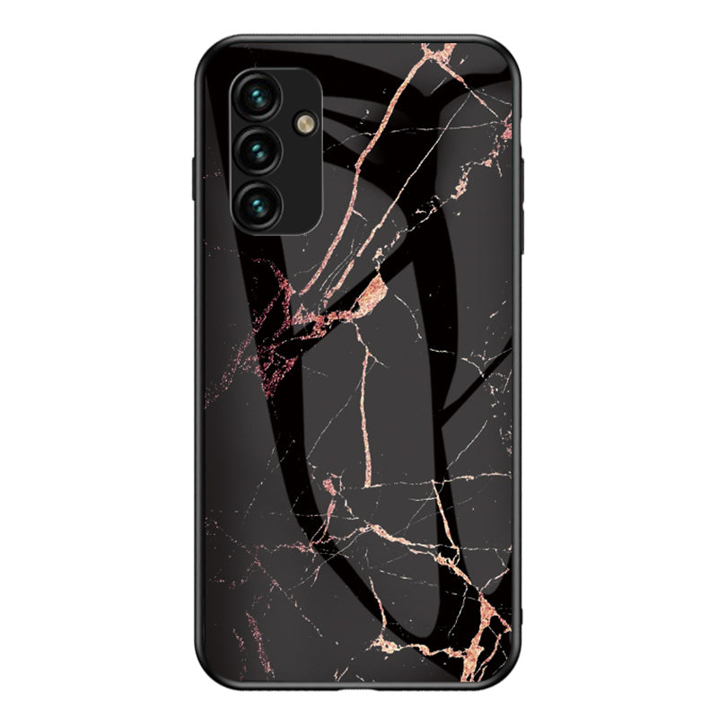 For Samsung Galaxy A24 4G Marble Pattern Shockproof Case Tempered Glass+PC+TPU Anti-Drop Phone Cover