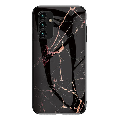 For Samsung Galaxy A24 4G Marble Pattern Shockproof Case Tempered Glass+PC+TPU Anti-Drop Phone Cover