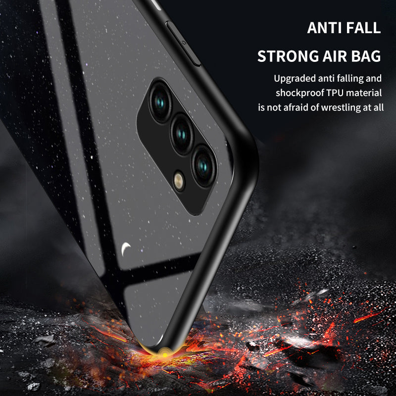 For Samsung Galaxy A24 4G Tempered Glass Starry Sky Case PC+TPU Shockproof Phone Cover