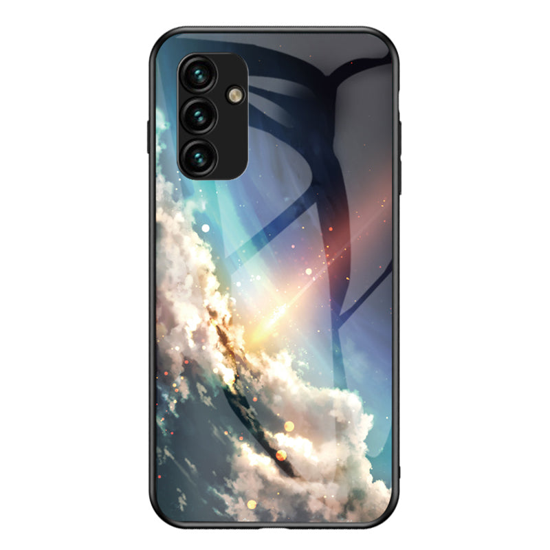 For Samsung Galaxy A24 4G Tempered Glass Starry Sky Case PC+TPU Shockproof Phone Cover