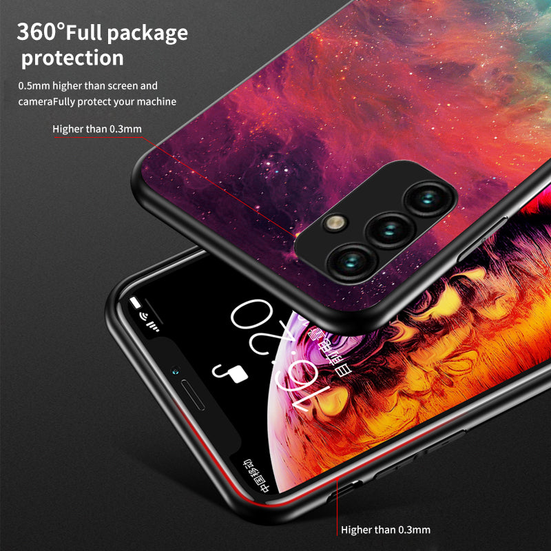 For Samsung Galaxy A24 4G Tempered Glass Starry Sky Case PC+TPU Shockproof Phone Cover