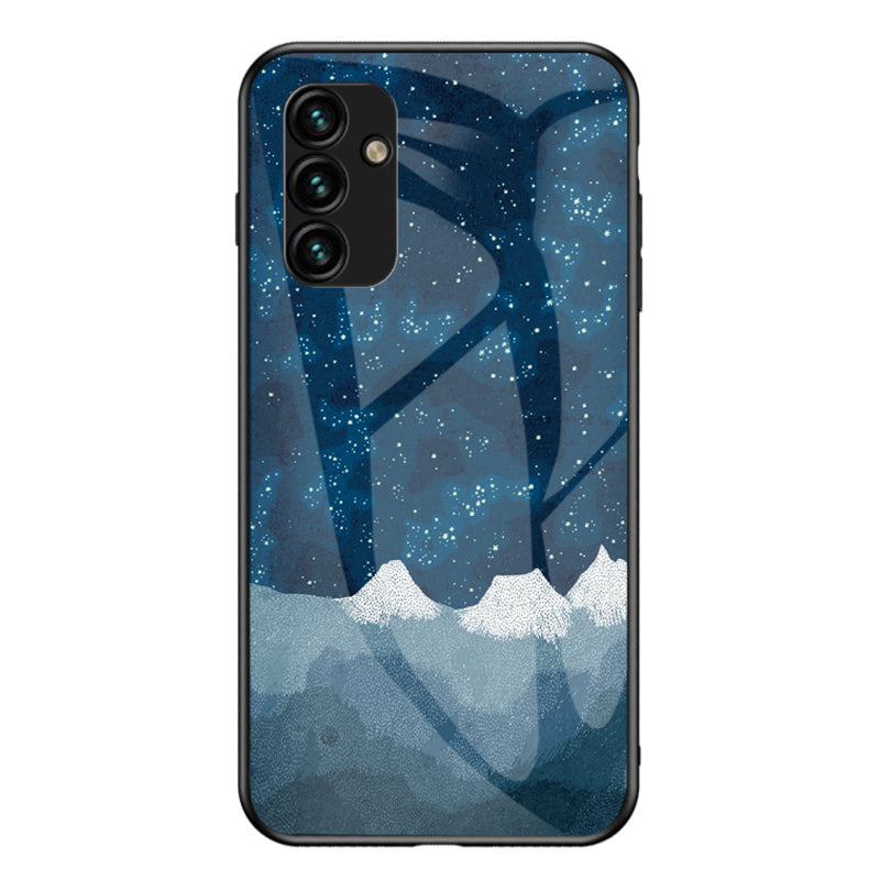 For Samsung Galaxy A24 4G Tempered Glass Starry Sky Case PC+TPU Shockproof Phone Cover