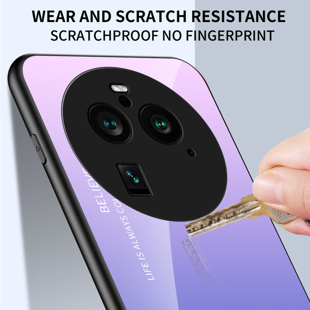 For Oppo Find X6 Pro Gradient Tempered Glass Phone Case PC+TPU Anti-Drop Cover
