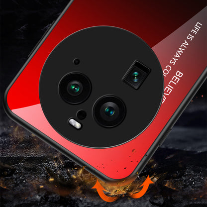 For Oppo Find X6 Pro Gradient Tempered Glass Phone Case PC+TPU Anti-Drop Cover