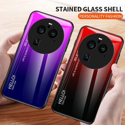 For Oppo Find X6 Pro Gradient Tempered Glass Phone Case PC+TPU Anti-Drop Cover