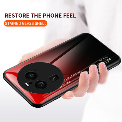 For Oppo Find X6 Pro Gradient Tempered Glass Phone Case PC+TPU Anti-Drop Cover