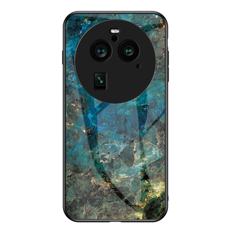 For Oppo Find X6 Pro Marble Pattern Design Anti-Scratch Case Tempered Glass+PC+TPU Phone Cover