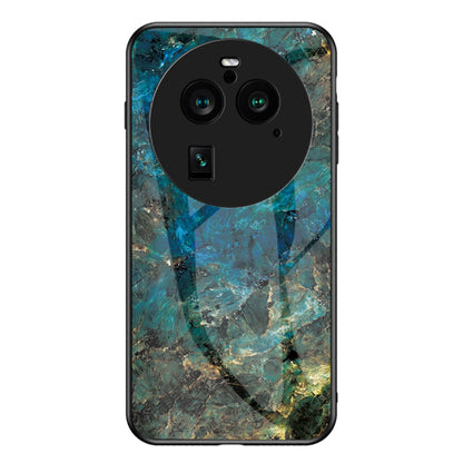 For Oppo Find X6 Pro Marble Pattern Design Anti-Scratch Case Tempered Glass+PC+TPU Phone Cover