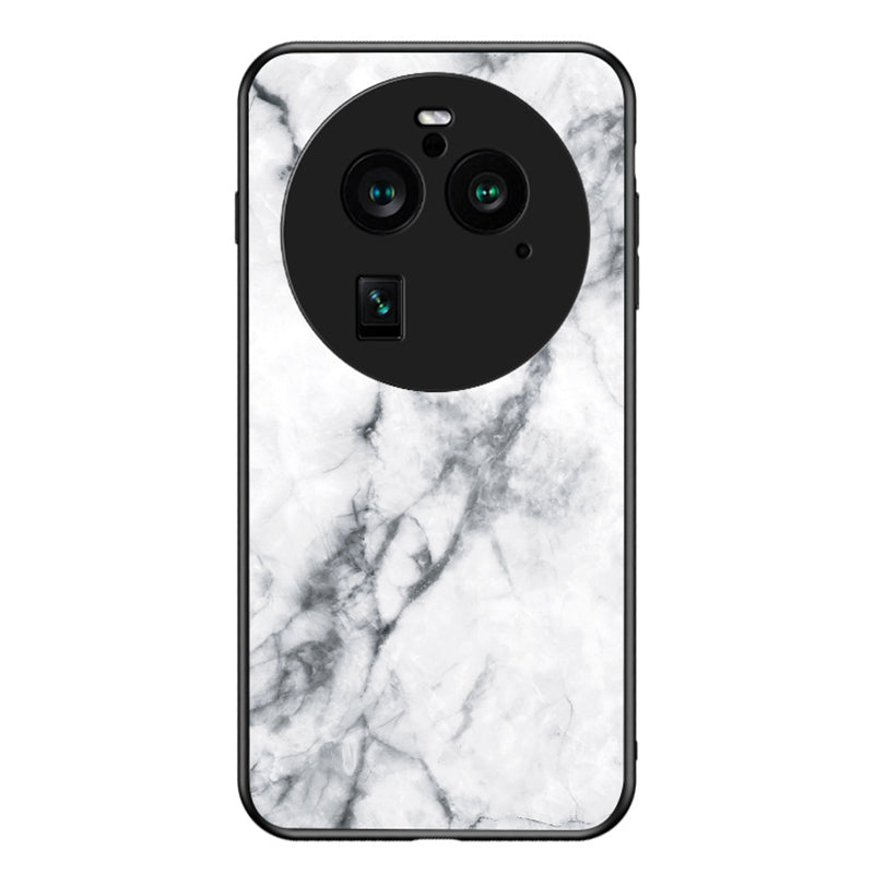 For Oppo Find X6 Pro Marble Pattern Design Anti-Scratch Case Tempered Glass+PC+TPU Phone Cover