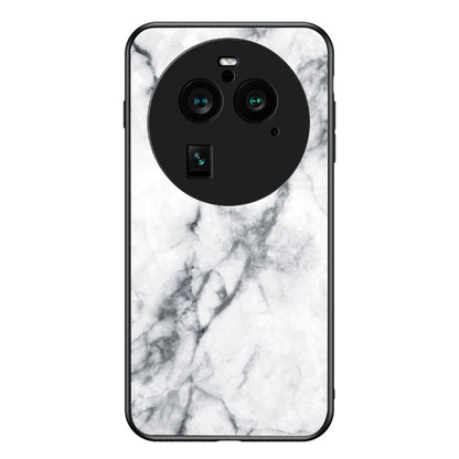 For Oppo Find X6 Pro Marble Pattern Design Anti-Scratch Case Tempered Glass+PC+TPU Phone Cover