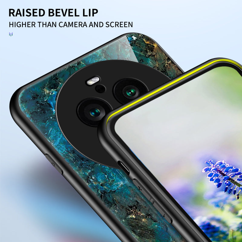 For Oppo Find X6 Pro Marble Pattern Design Anti-Scratch Case Tempered Glass+PC+TPU Phone Cover