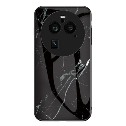 For Oppo Find X6 Pro Marble Pattern Design Anti-Scratch Case Tempered Glass+PC+TPU Phone Cover