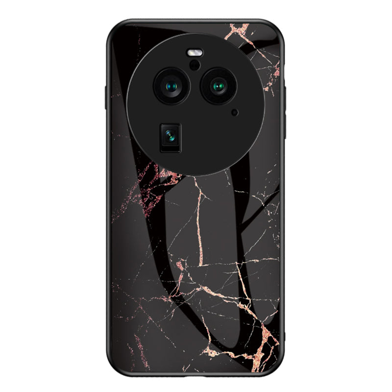 For Oppo Find X6 Pro Marble Pattern Design Anti-Scratch Case Tempered Glass+PC+TPU Phone Cover