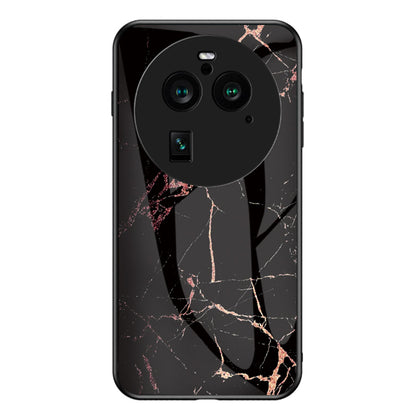 For Oppo Find X6 Pro Marble Pattern Design Anti-Scratch Case Tempered Glass+PC+TPU Phone Cover
