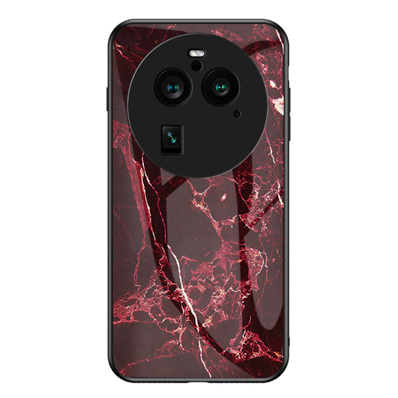 For Oppo Find X6 Pro Marble Pattern Design Anti-Scratch Case Tempered Glass+PC+TPU Phone Cover