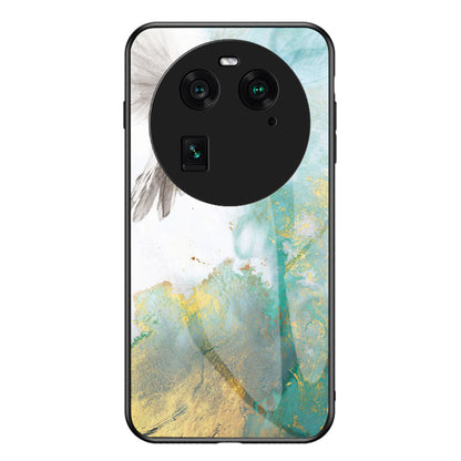 For Oppo Find X6 Tempered Glass Marble Pattern Phone Case PC+TPU Anti-Scratch Cover