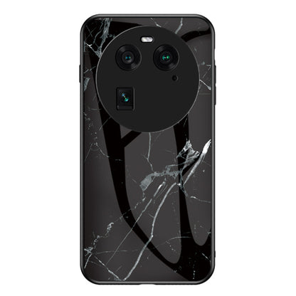 For Oppo Find X6 Tempered Glass Marble Pattern Phone Case PC+TPU Anti-Scratch Cover