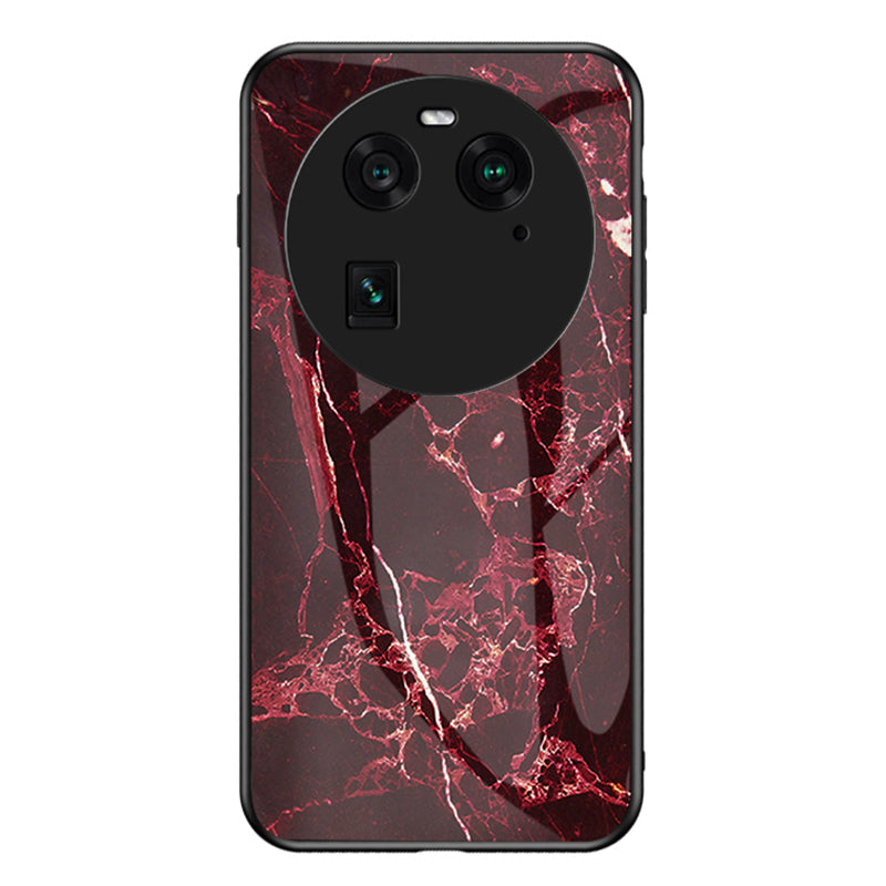 For Oppo Find X6 Tempered Glass Marble Pattern Phone Case PC+TPU Anti-Scratch Cover