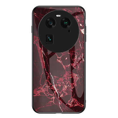 For Oppo Find X6 Tempered Glass Marble Pattern Phone Case PC+TPU Anti-Scratch Cover