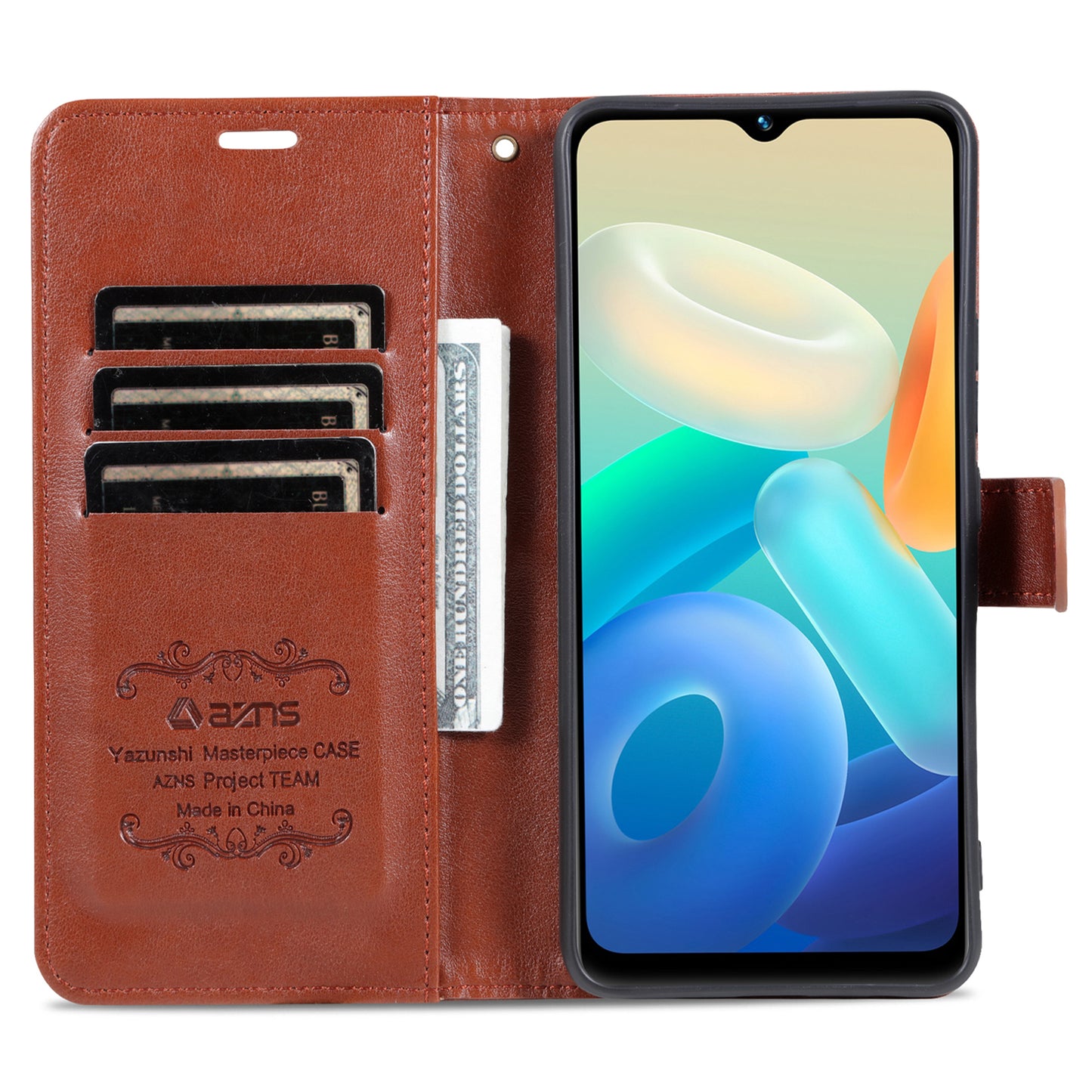 AZNS For vivo Y02 4G / Y02A 4G / Y11 (2023) PU Leather Protective Shell Stand Phone Wallet Case