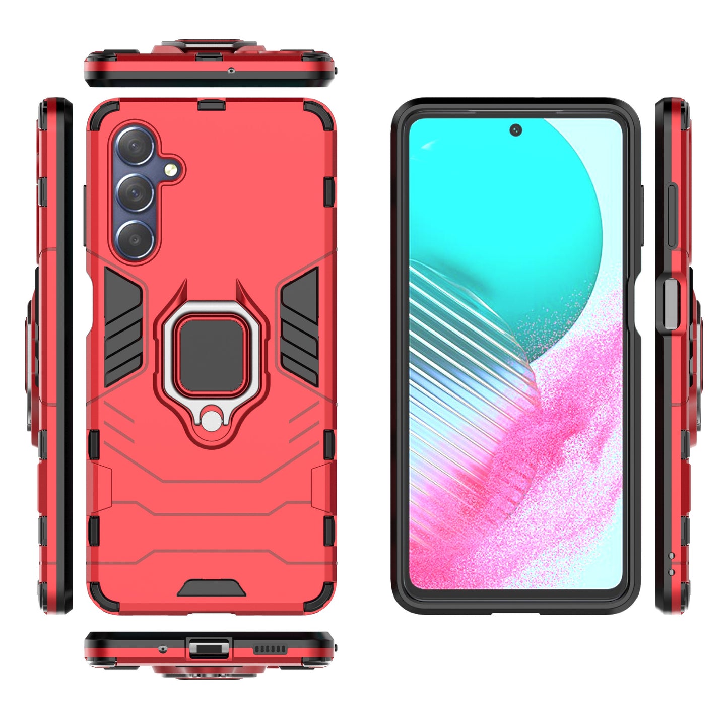 For Samsung Galaxy M54 5G / F54 5G Protective Case with Kickstand Soft TPU Hard PC Rugged Phone Cover