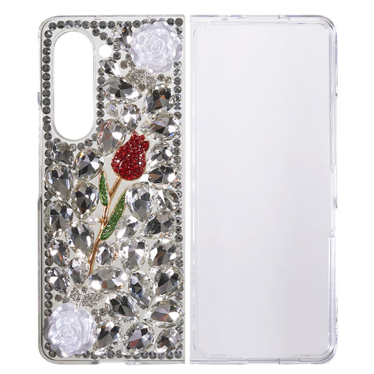 Rhinestone Decor Phone Case for Samsung Galaxy Z Fold5 5G , 2-Piece Design Hard PC Phone Cover