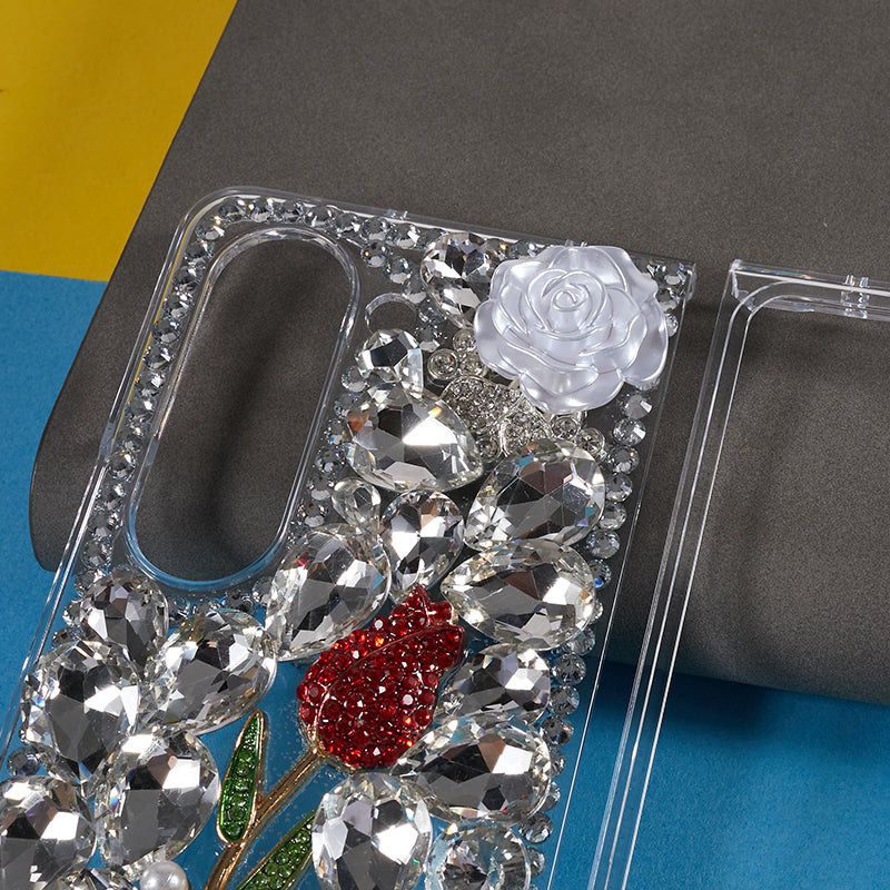 Rhinestone Decor Phone Case for Samsung Galaxy Z Fold5 5G , 2-Piece Design Hard PC Phone Cover