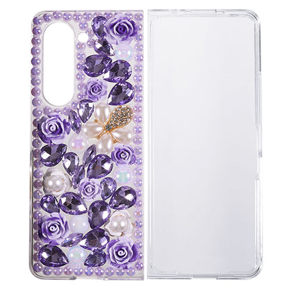 PC Phone Case for Samsung Galaxy Z Fold5 5G , 2-Piece Design Rhinestone Decor Phone Cover