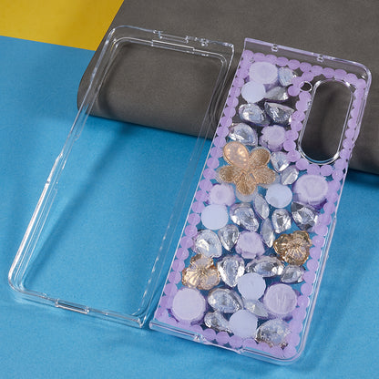 PC Phone Case for Samsung Galaxy Z Fold5 5G , 2-Piece Design Rhinestone Decor Phone Cover