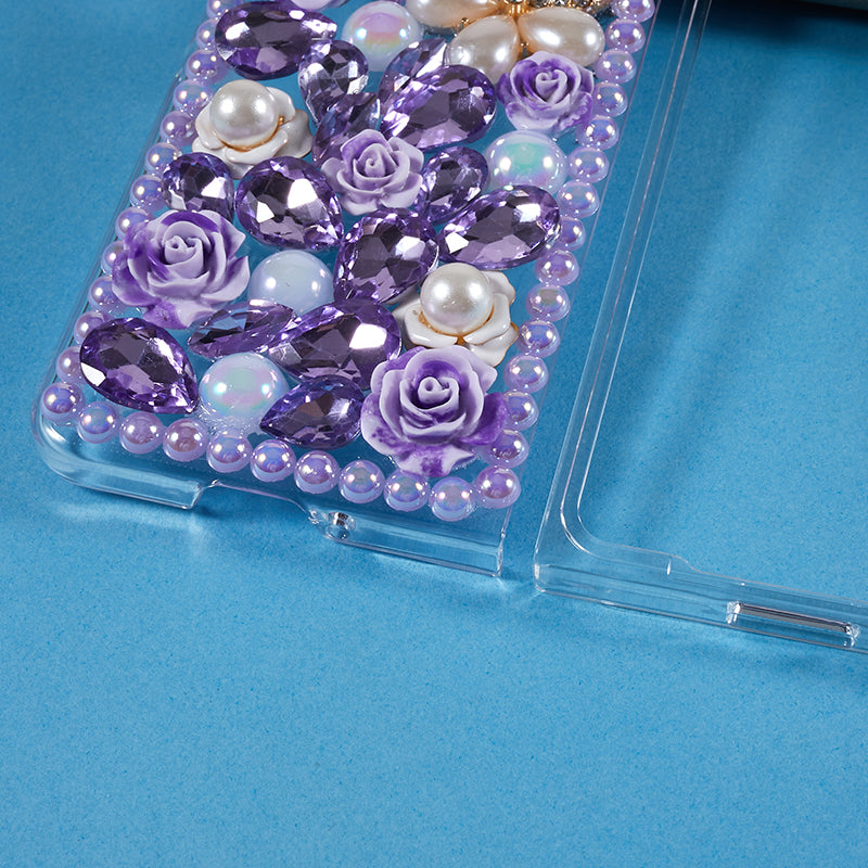 PC Phone Case for Samsung Galaxy Z Fold5 5G , 2-Piece Design Rhinestone Decor Phone Cover