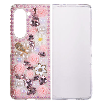 PC Phone Case for Samsung Galaxy Z Fold5 5G , 2-Piece Design Rhinestone Decor Phone Cover