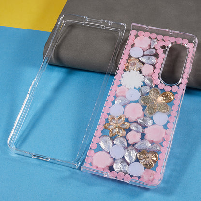 PC Phone Case for Samsung Galaxy Z Fold5 5G , 2-Piece Design Rhinestone Decor Phone Cover