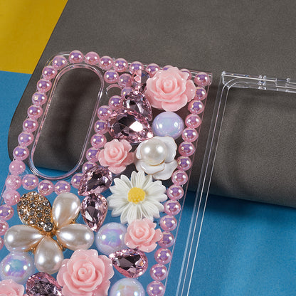 PC Phone Case for Samsung Galaxy Z Fold5 5G , 2-Piece Design Rhinestone Decor Phone Cover