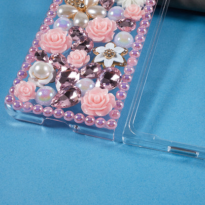 PC Phone Case for Samsung Galaxy Z Fold5 5G , 2-Piece Design Rhinestone Decor Phone Cover