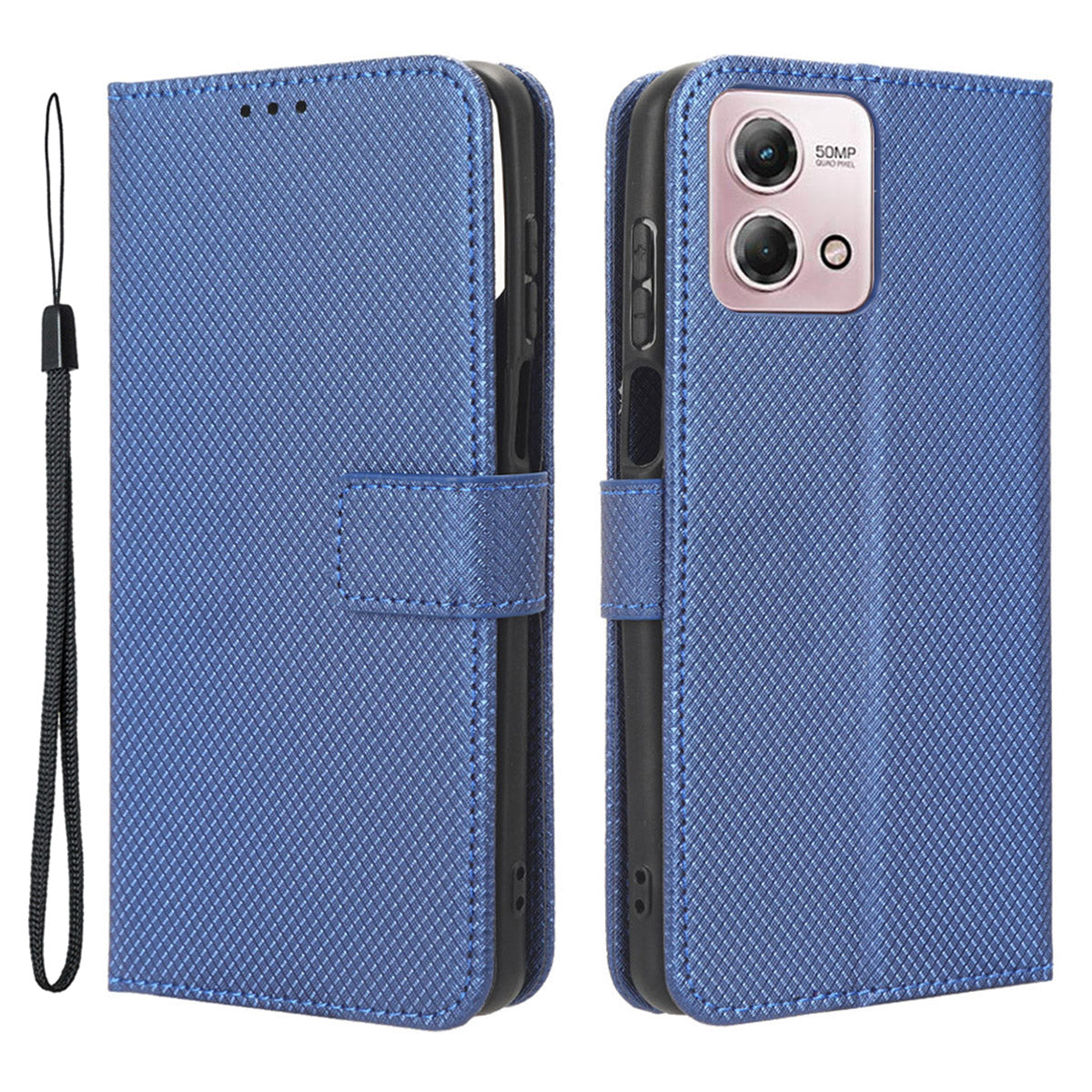 For Motorola Moto G Stylus (2023) PU Leather Flip Case Diamond Texture Wallet Stand Phone Cover